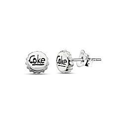 925 Silver Coke Cap Oxidized Stud Earrings