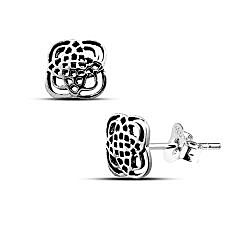 925 Silver Celtic Floral Oxidized Stud Earrings
