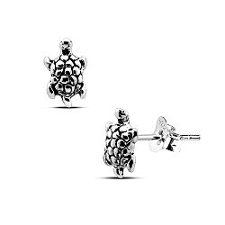 Wholesale 925 Silver Turtle Tiny Oxidized Stud Earrings