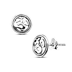 Wholesale Sterling Silver OM Style Oxidized Stud Earrings