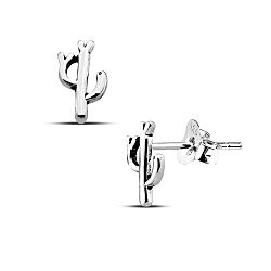 Wholesale 925 Sterling Silver Cactus Oxidized Stud Earrings
