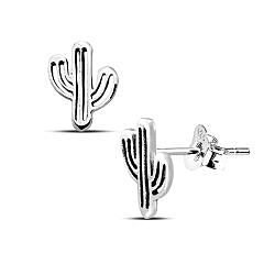 Wholesale 925 Silver Big Cactus Oxidized Stud Earrings