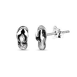 Wholesale 925 Silver Slippers Oxidized Stud Earrings