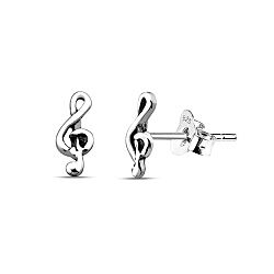 Wholesale 925 Silver Music Note Oxidized Stud Earrings