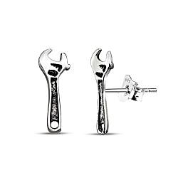 Wholesale 925 Silver Mechanic Tool Oxidized Stud Earrings
