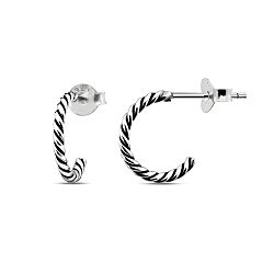 Wholesale 925 Silver Twisted Half Hoop Oxidized Stud Earrings