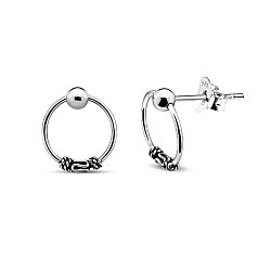 Wholesale 925 Silver Bali Style Hoop Oxidized Stud Earrings