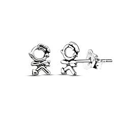 Wholesale 925 Silver 'OK' Design Oxidized Stud Earrings