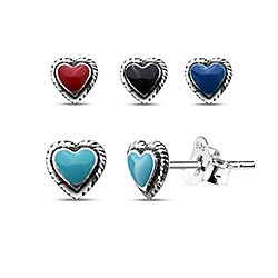 Wholesale Silver Oxidized Heart Shape Stud Earring