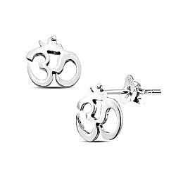 Wholesale 925 Silver Small OM Style Oxidized Stud Earrings