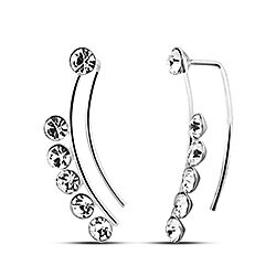Wholesale Silver Round Clear Crystal Ear Climber