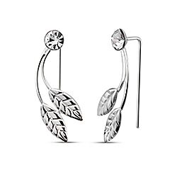 Silver Crystal Leaf Ear Climber