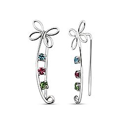 Wholesale Silver Crystal Mix Color Butterfly Ear Climber