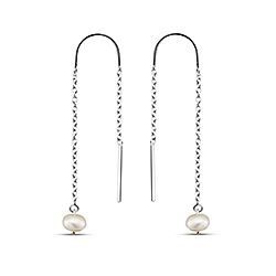Wholesale Silver Dangle Chain Pearl Drop Earrings