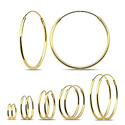 Wholesale 925 Sterling Silver 2mm Thick Gold Plated Plain Hoop Earrings