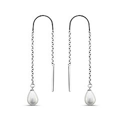 Wholesale Silver Dangle Chain Teardrop Pearl Earrings