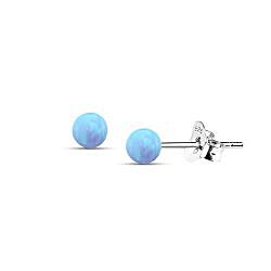 Wholesale 925 Sterling Silver Sea Blue Opal Stud Earrings