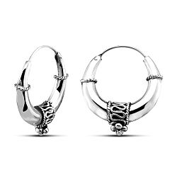 Wholesale 925 Sterling Silver Oxidized Hollow Snake Design Bali Oxidized Hoop Earrings 