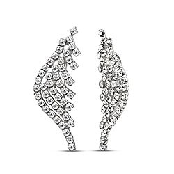 Wholesale Silver Wings Crystal Ear Climber Earrings