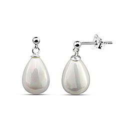 Wholesale Silver Dangle Teardrop Shell Pearl Stud Earring