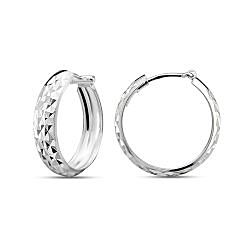 Wholesale 925 Sterling Silver 24mm Diamond Cut Plain Hoop Earring