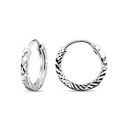 Wholesale925 Sterling Silver Diamond Cut Plain Hoop Earring