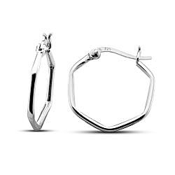 Wholesale 925 Sterling Silver 18 mm Hexagon Design Plain Hoop Earrings 