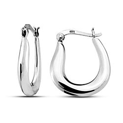 Wholesale 925 Sterling Silver 23mm Oval Design Plain Hoop Earrings 