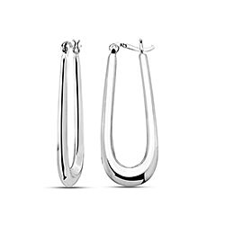Wholesale 925 Sterling Silver 36mm Long Oval Design Plain Hoop Earrings