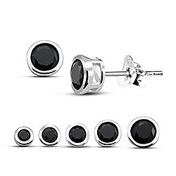 Wholesale Silver Cubic Zirconia Round Onyx Stud Earring