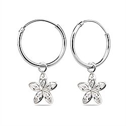 Wholesale Silver Clear Cubic Zirconia Charm Hoop Earring