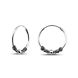 Wholesale 925 Sterling Silver Oxidized Trendy Bali Hoop Earrings