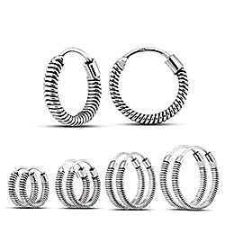 Wholesale 925 Silver Wrapped Bali Hoop Earrings