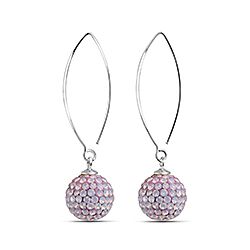 Wholesale Silver Pink Opal Crystal Ball Dangle Hook Earring