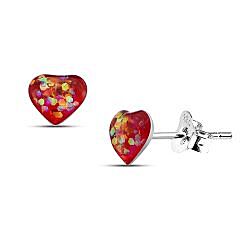 Wholesale 925 Sterling Silver Heart Glitter Kids Stud Earrings   