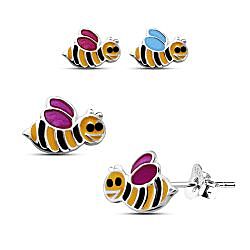 Wholesale 925 Sterling Silver Honey Bee Kids Stud Earrings    