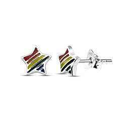 Wholesale 925 Sterling Silver Rainbow Star Kids Stud Earrings   