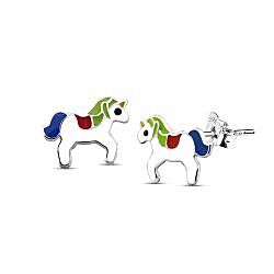 Wholesale 925 Sterling Silver Multi Color Unicorn Kids Stud Earrings   