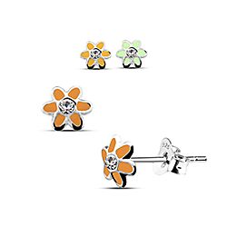 Wholesale Silver One Stone Crystal Flower Stud Earring