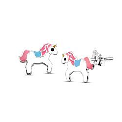 Wholesale 925 Sterling Silver Lovely Pink Unicorn Kids Stud Earrings   