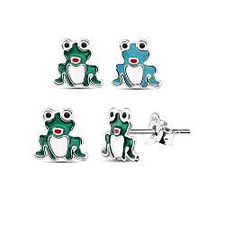 Wholesale 925 Sterling Silver Hand Painted Froggy Kids Stud Earrings 