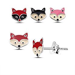 Wholesale Silver Enamel Fox Kids Stud Earring