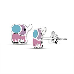 Wholesale Silver Enamel Calf Elephant Kids Stud Earring