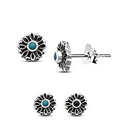 Wholesale Silver Oxidized Dainty Turquoise Stud