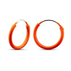 Wholesale 925 Sterling Silver Orange Enamel Plain Hoop Earrings