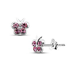 Wholesale 925 Silver Butterfly Pink Crystal Stud Earrings