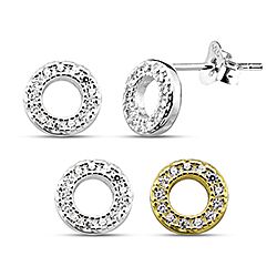 Wholesale Silver Open Circle Cubic Zirconia Stud Earring