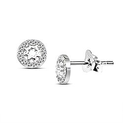 Wholesale Silver 6mm Eight-Pointed Star CZ Stud Earring