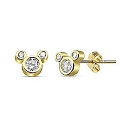 Wholesale Silver Gold Plated Teddy Face CZ Stud Earring