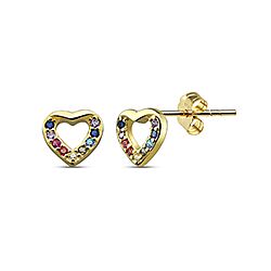 Wholesale Silver Gold Plated Rainbow Cluster CZ Stud Earring